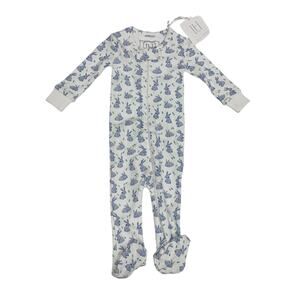 NWT Lila & Hayes 6-9M Blue Bunny Hop Footie Pajamas